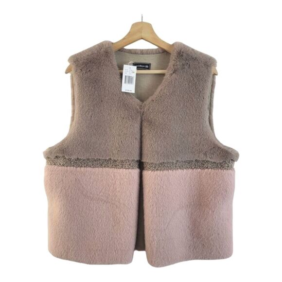 Madison 88 Jackets & Blazers - Madison 88 $159 Sz L/XL Fashion Vest Faux Fur-Courdroy Pink/Mauve Pockets